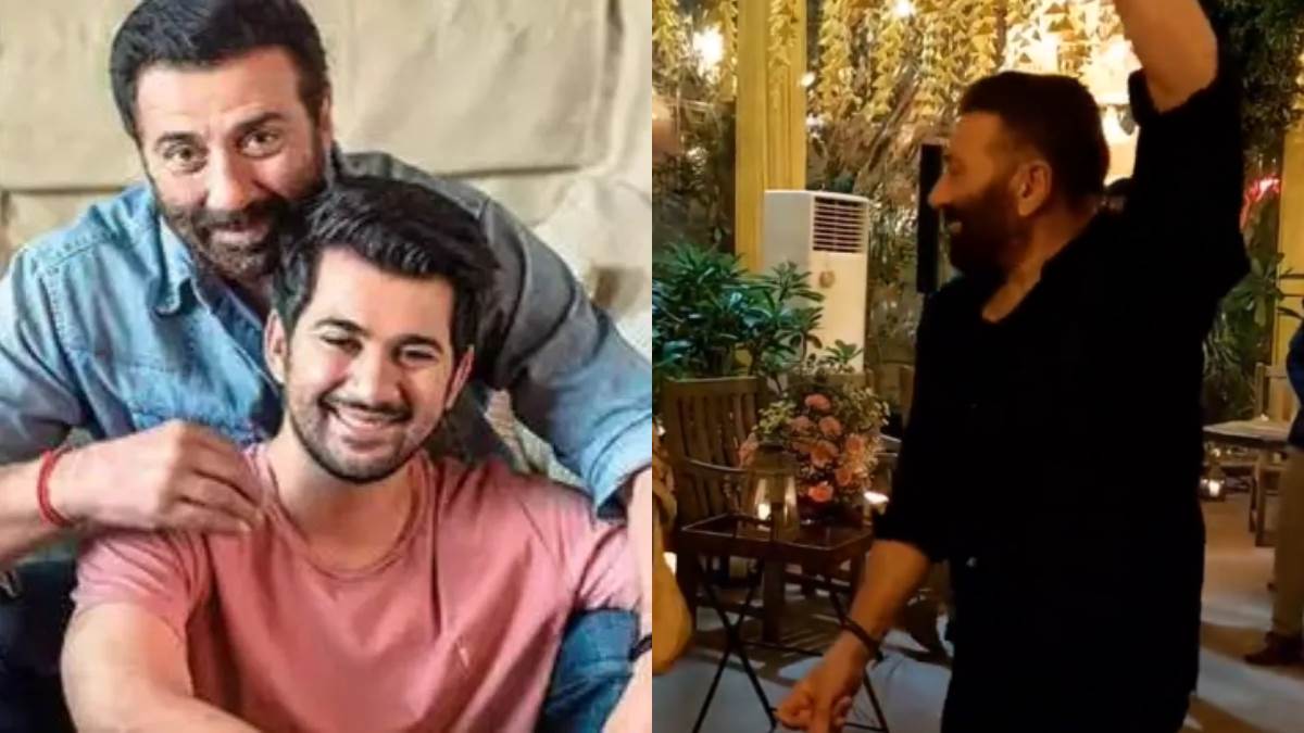 sunny deol dance in son karan deol and drisha roy pre wedding functions bobby deol also join tara singh video goes viral on social media