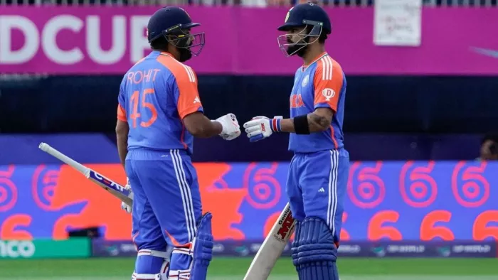 टी20 वर्ल्ड कप 2024 में एक मैच के दौरान विराट और रोहित। फोटो सोशल मीडिया
