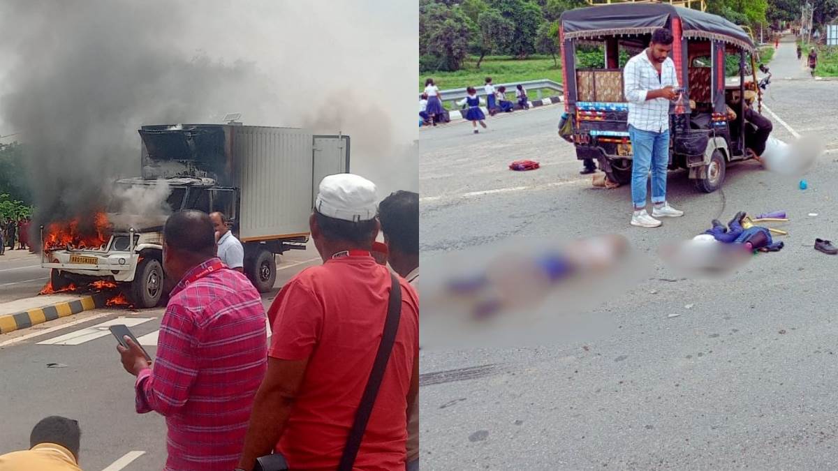 road accident speeding pickup hit an auto rickshaw full of children and 2 children died and 5 injured in garhwa