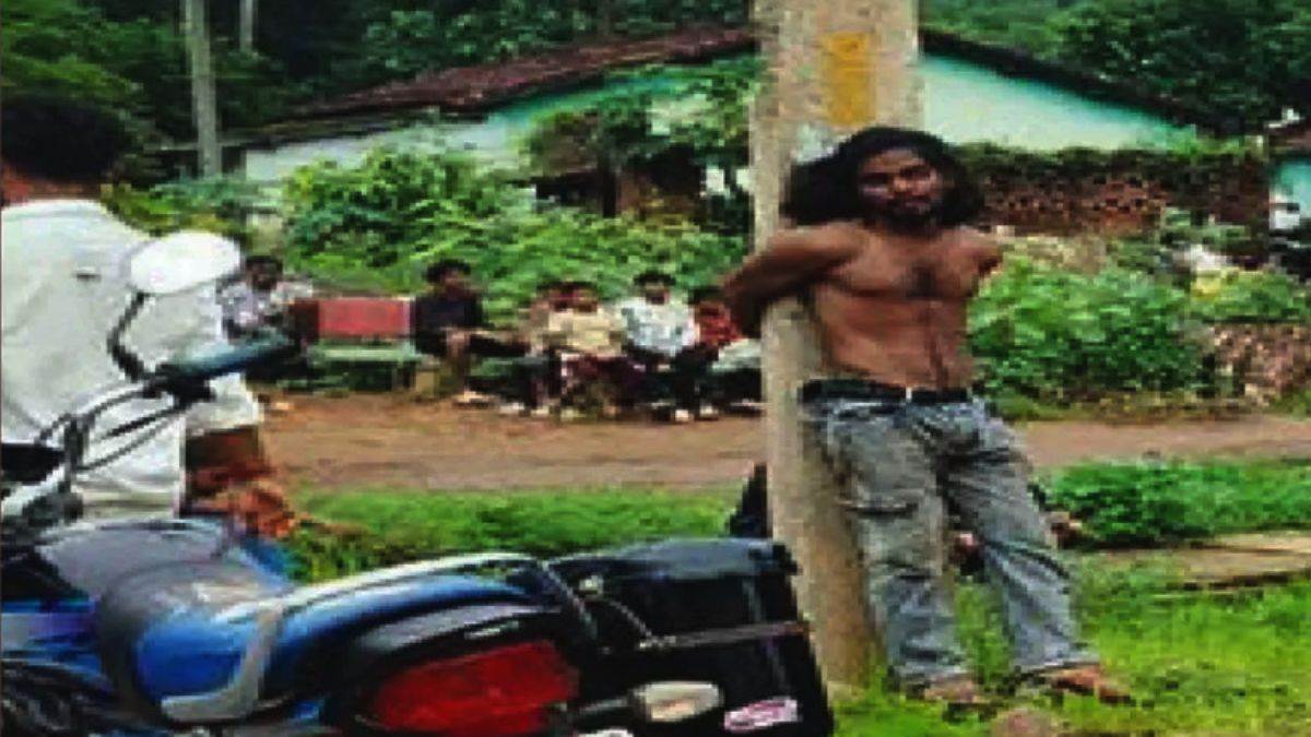 odisha youth tied to pole and beaten for lewd comments