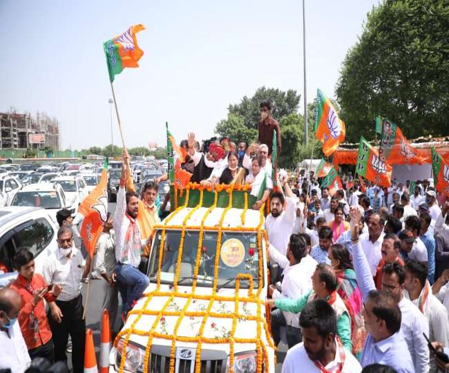 केंद्रीय मंत्री भूपेंद्र यादव की जन आशीर्वाद यात्रा में दिखा कार्यकर्ताओं का जबर्दस्त उत्साह