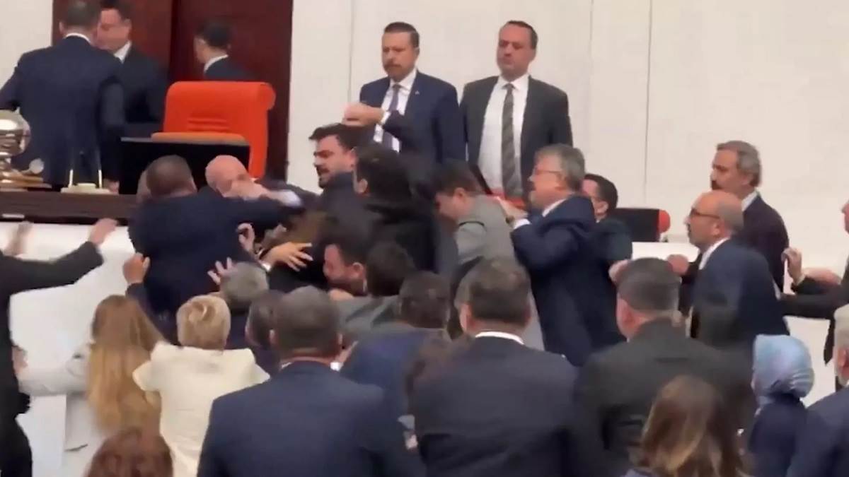fight in turkish parliament opposition mp injured