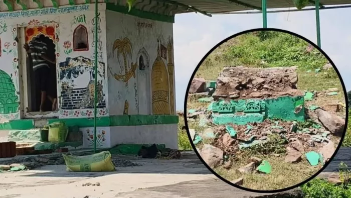 रीवा की कई साल पुरानी दरगाह में तोड़फोड़।