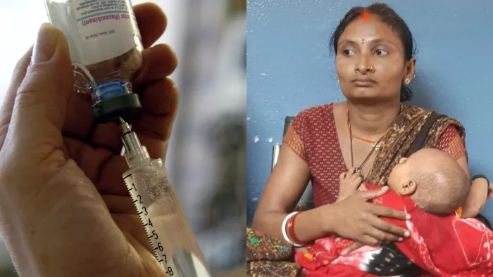 प्रभारी चिकित्सक के कक्ष में शिकायत करने पीड़ित बच्चे के साथ पहुंची महिला। जागरण