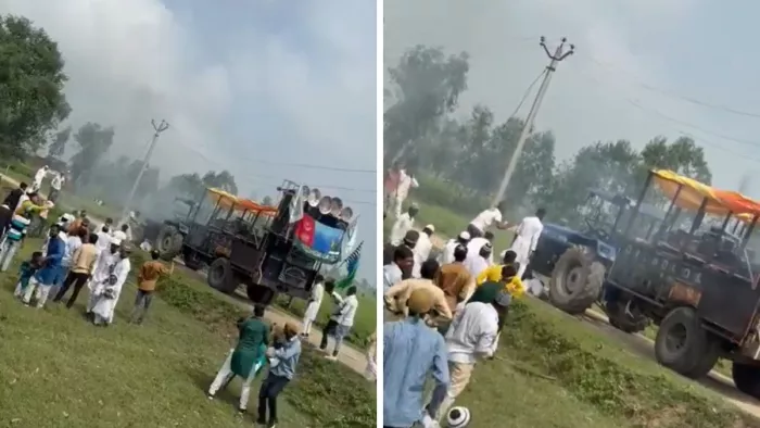 एसपी समेत अन्य अधिकारी घटनास्थल पर जांच करने पहुंचे। फोटो-वीडियो ग्रैब