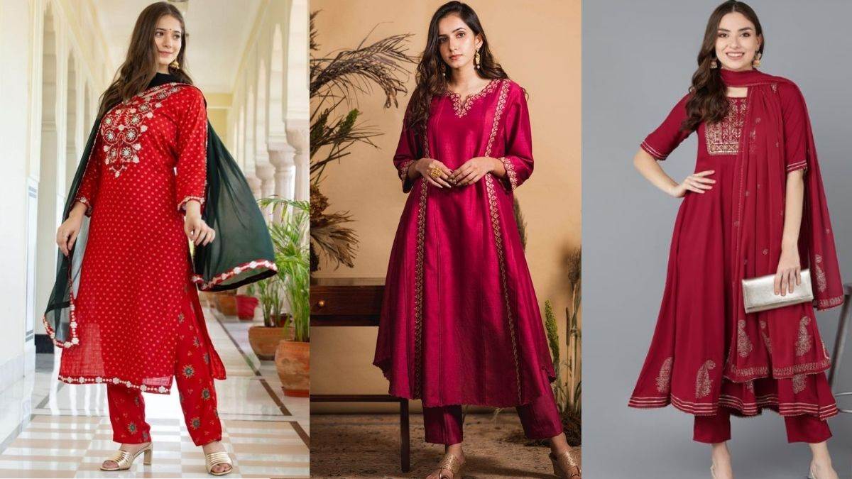 navratri 3rd day 2023 wear these red kurta set to make your day more colorful