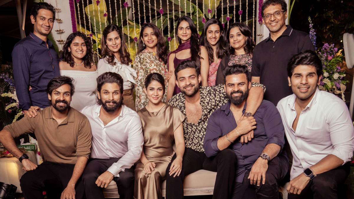 varun tej and lavanya tripathi pre wedding party photos pushpa 2 star allu arjun chiranjeevi and many stars attend