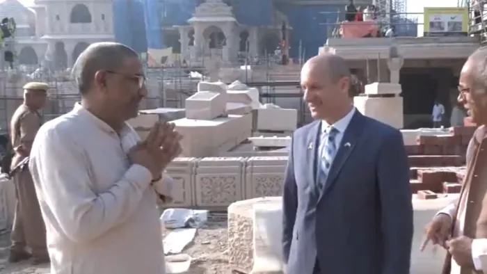 Israel ambassador visits Ram Mandir राजदूत ने राम मंदिर के दर्शन किए।