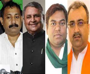 अशोक चौधरी, विजय चौधरी, मुकेश साहनी एवं मंगल पांडेय। फाइल तस्‍वीरें।