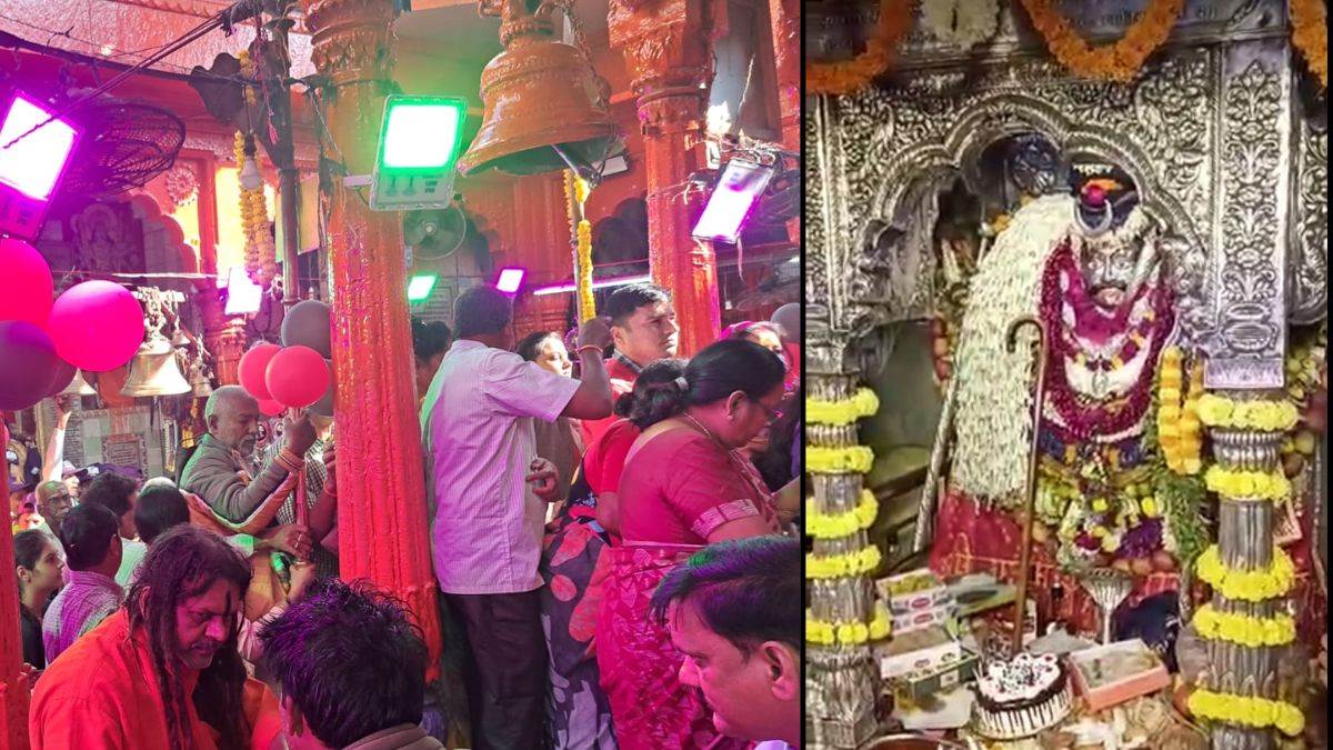 worship of bhairav god of justice in ashta bhairav pradakshina yatra on mahabhairav ashtami of shri lat bhairav kashi yatra mandal