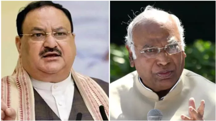 भाजपा अध्यक्ष जेपी नड्डा और कांग्रेस अध्यक्ष मल्लिकार्जुन खरगे। ( फाइल फोटो)