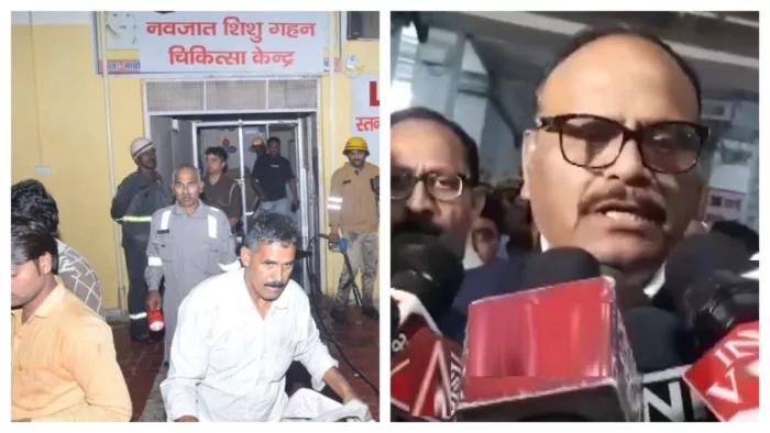 झांसी मेडिकल कॉलेज पहुंचे डिप्टी सीएम ब्रजेश पाठक