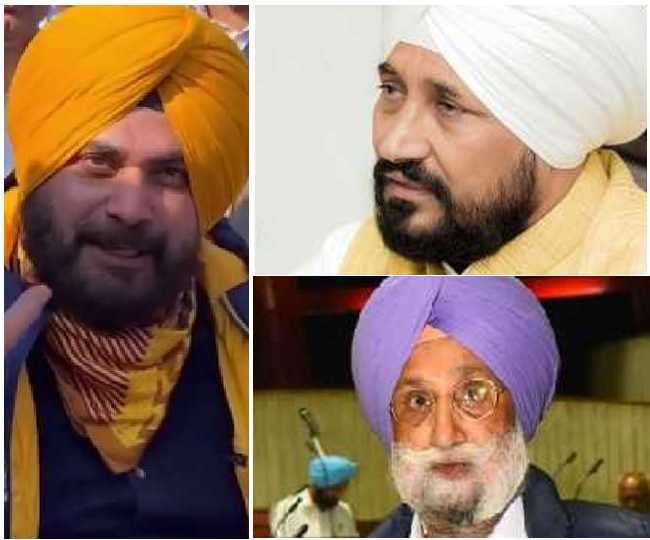 नवजोत सिंह सिद्धू, चरणजीत सिंह चन्नी व सुखजिंदर सिंह रंधावा की फाइल फोटो।
