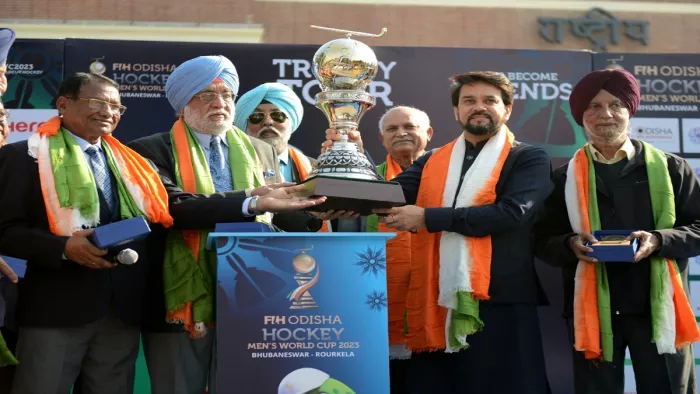 Hockey World Cup: दिल्ली आई हॉकी वर्ल्ड कप 2023 की ट्रॉफी, अनुराग ठाकुर ने कहा- बनेंगे विश्व विजेता