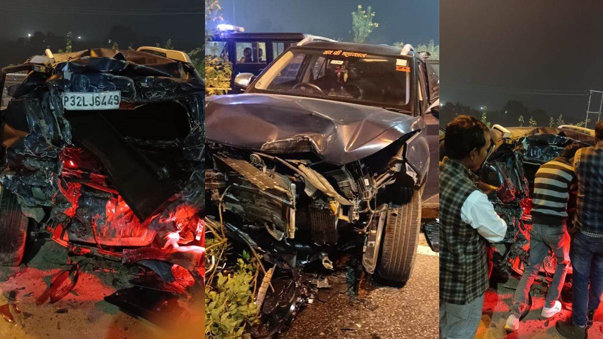 car accident at agra inner ring road airbag save life of couple family goes khatu shyam from lucknow
