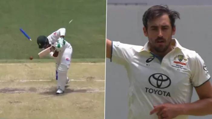 AUS vs PAK: मिचेल स्टार्क ने सरफराज को क्लीन बोल्ड किया। फोटो क्रेडिट- एक्स