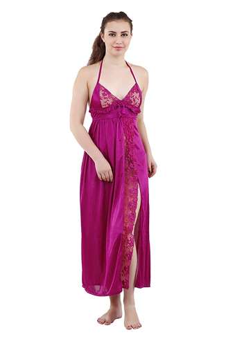Buy Beauty World Beautiful Solid Satin Combo Nighty/Maxi/Night Gown/Night  Dress/Nightwear for Women and Girl (Black & Pink) Pack of 2 at Amazon.in
