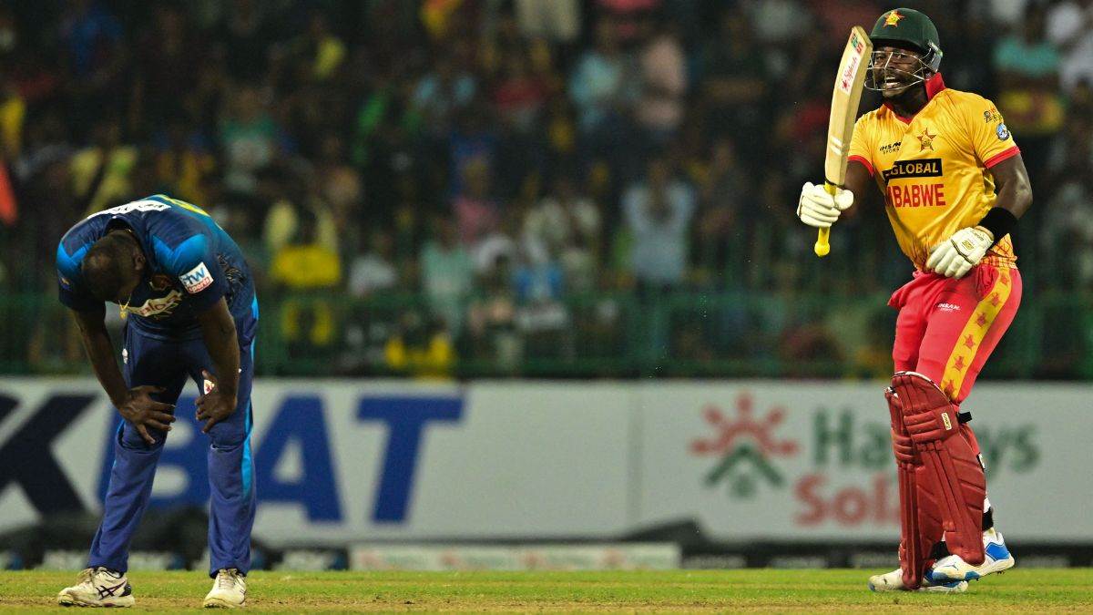 sl vs zim 2nd t20i match zimbabwe beat sri lanka by 4 wicket series level luke jongwe clive madande angelo mathews