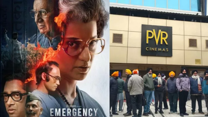 इमरजेंसी फिल्म पर रोक लगाने के लिए एसजीपीसी के कार्यकर्ता प्रदर्शन करते हुए।