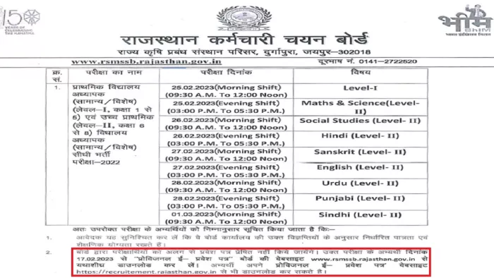 REET Mains Admit Card 2023: रीट मुख्य परीक्षा 2023 के लिए एडमिट कार्ड आधिकारिक वेबसाइट, recruitment.rajasthan.gov.in से डाउनलोड करें।