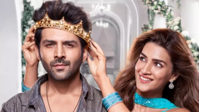 Still Image of Kartik Aaryan and Kriti Sanon from Shehzada