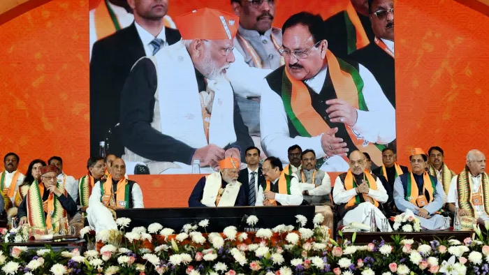 शनिवार से भाजपा का राष्ट्रीय अधिवेशन शुरू। (फोटो- एएनआई)