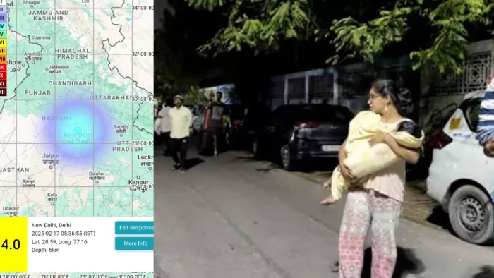 दिल्ली-एनसीआर में भूकंप के झटके बाद लोग घरों से बाहर निकले। फोटो- सोशल मीडिया।