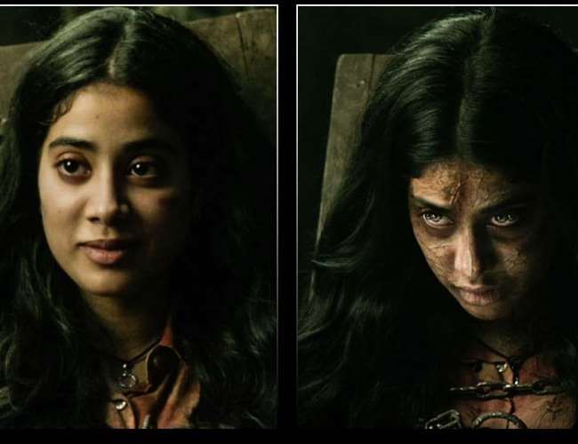 Janhvi Kapoor plays Roohi and Afza in film. Photo- Twitter/Maddock Films