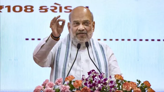गांधीनगर के दौरे पर रहे गृहमंत्री अमित शाह। (फोटो- पीटीआई)