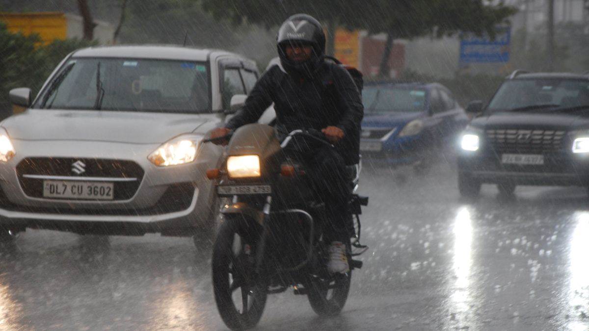 ncr noida rain and winds power poles trees uprooted traffic signal collapses