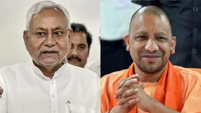 बिहार के मुख्यमंत्री नीतीश कुमार और उत्तर प्रदेश के सीएम योगी आदित्यनाथ। (फाइल फोटो)