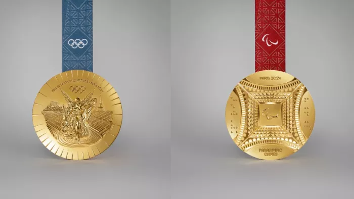Paris Olympic medals में एफिल टावर की झलक। फोटो सोशल मीडिया