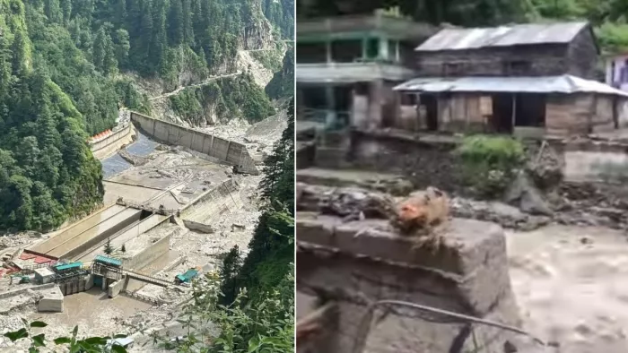 जिला कुल्लू के मणिकर्ण में बादल फटने से हुआ नुकसान। जागरण
