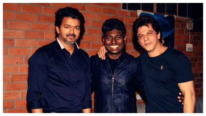 File Photo of Thalapathy Vijay, Atlee Kumar and Shah Rukh Khan