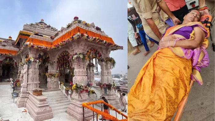 हनुमानगढ़ी पर अचेत हुई श्रद्धालु राधा को उपचार के लिए लेकर जाते पुलिस कर्मी : जागरण