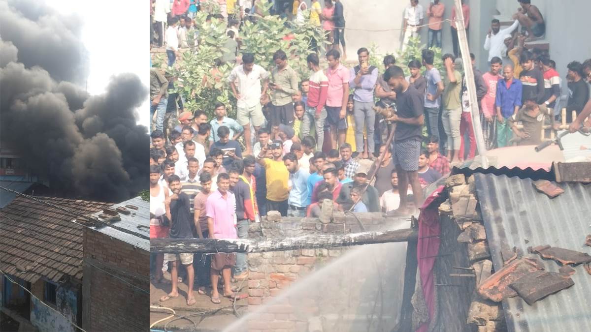 भागलपुर में लगी भीषण आग, चपेट में आकर गैस सिलिंडर भी फटा, मची अफरातफरी - Fierce fire broke out in Bhagalpur, gas cylinder also exploded, created panic