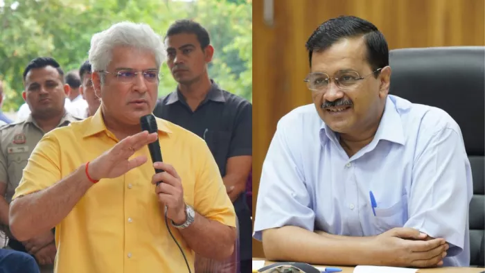 दिल्ली के परिवहन मंत्री कैलाश गहलोत और आप संयोजक अरविंद केजरीवाल। फाइल फोटो