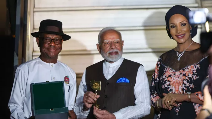 पीएम मोदी का नाइजीरिया में भव्य स्वागत।(फोटो सोर्स: एएनआई)