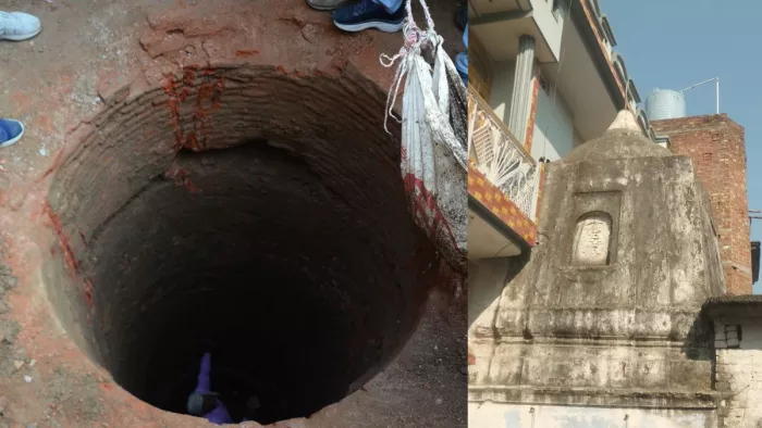 Sambhal News: संभल में मंदिर के पास निकला कुआं और मंदिर का फाइल फोटो।