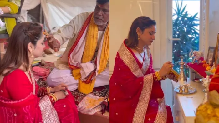 Still Image of Ankita Lokhande from Shivratri Puja Video. Photo Credit: Instagram
