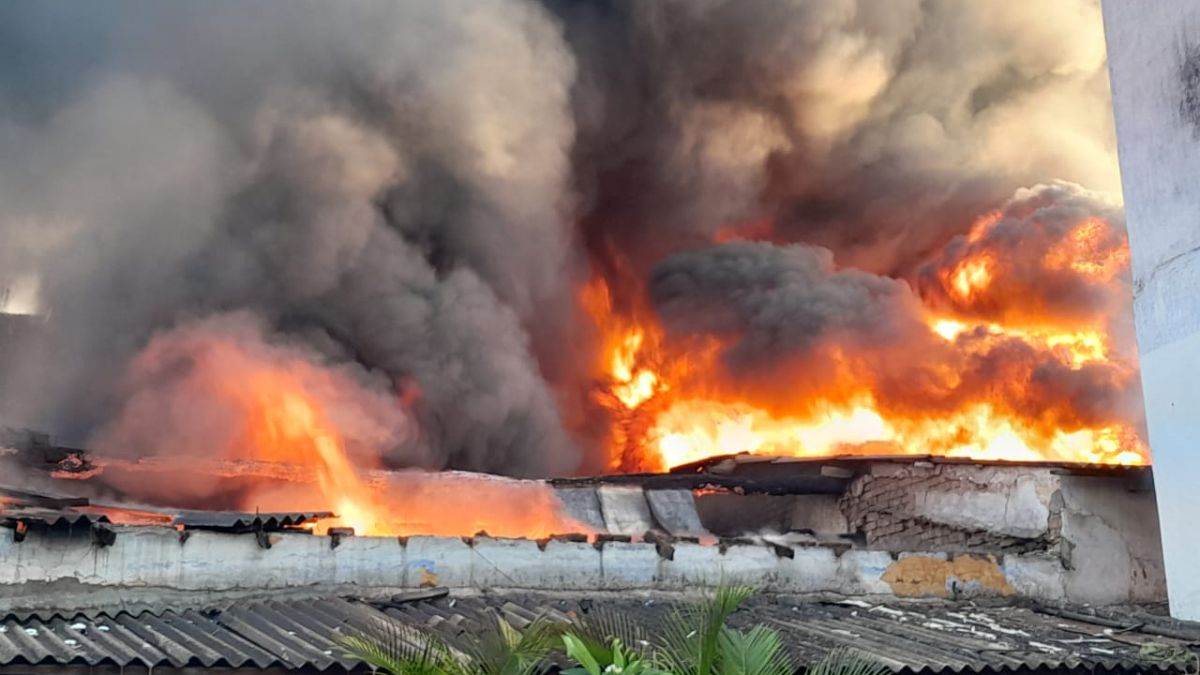 fierce fire in transport godown in patna city three fire engines are present to control high flames
