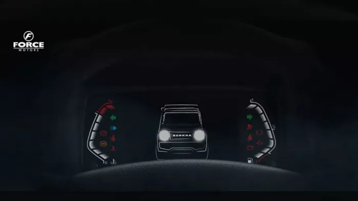 2024 Force Gurkha 5-door को डिजिटल क्लस्टर के साथ नया इन्फोटेनमेंट सिस्टम मिलेगा।