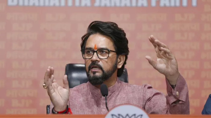 पूर्व केंद्रीय मंत्री अनुराग ठाकुर ने कांग्रेस पर साधा निशाना। (फोटो- एएनआई)