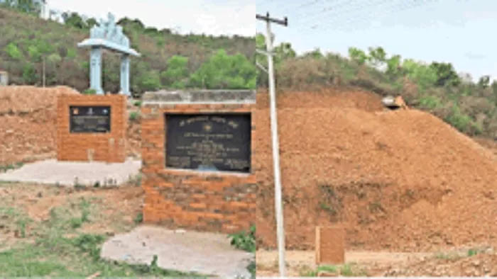 यात्री निवास का चार सालों में दो बार रखा गया नींव का पत्थर