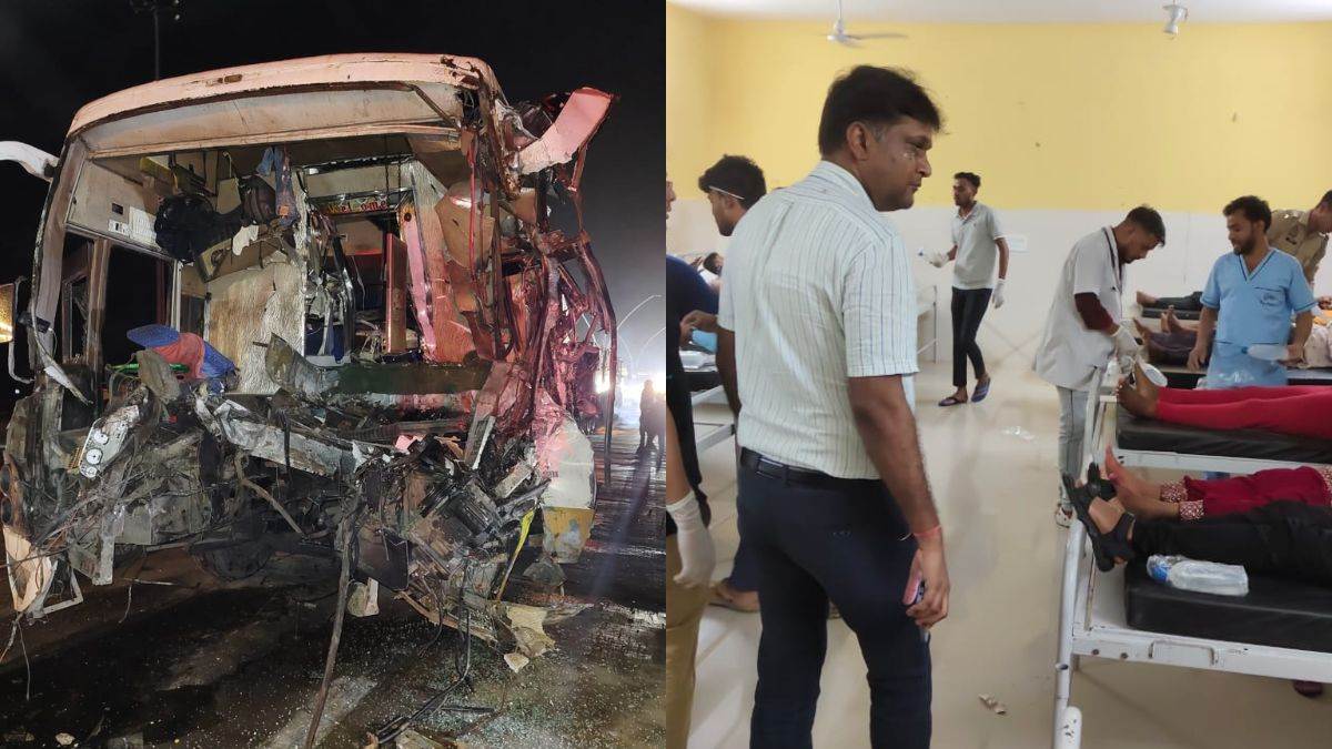 fatal bus accident on lucknow expressway 2 dead 15 injured goes bihar from delhi