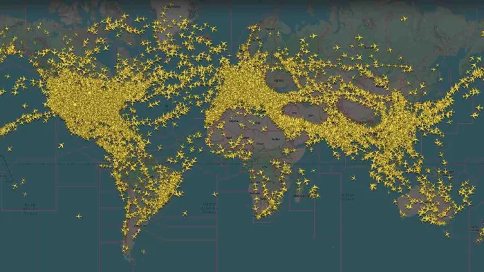 ग्लोबल एअर ट्रैफिक की तस्वीर। फोटो - Flightradar24