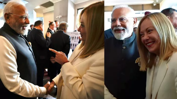 इटली की प्रधानमंत्री जार्जिया मेलोनी से मुलाकात के दौरान पीएम मोदी। फोटो- सोशल मीडिया
