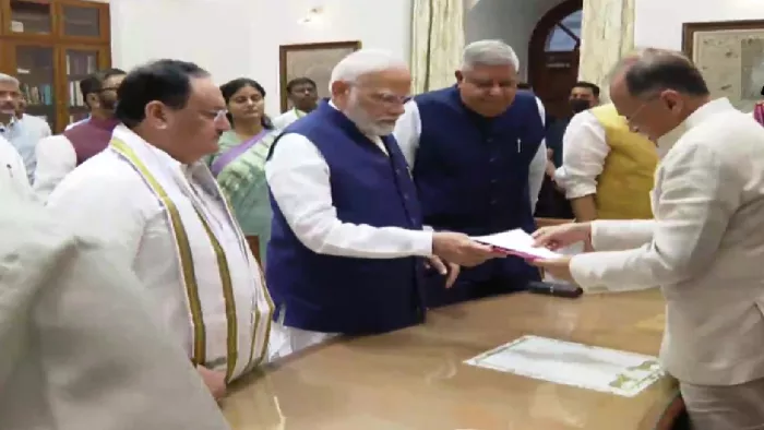 उपराष्ट्रपति पद के लिए जगदीप धनखड़ ने किया नामांकन (फोटो- एएनआइ)