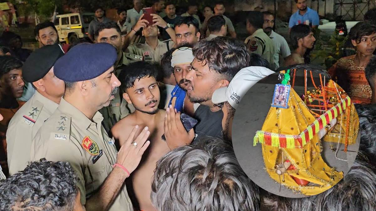 yamunanagar kanwariyas protest after car hits pilgrim breaks kanwar