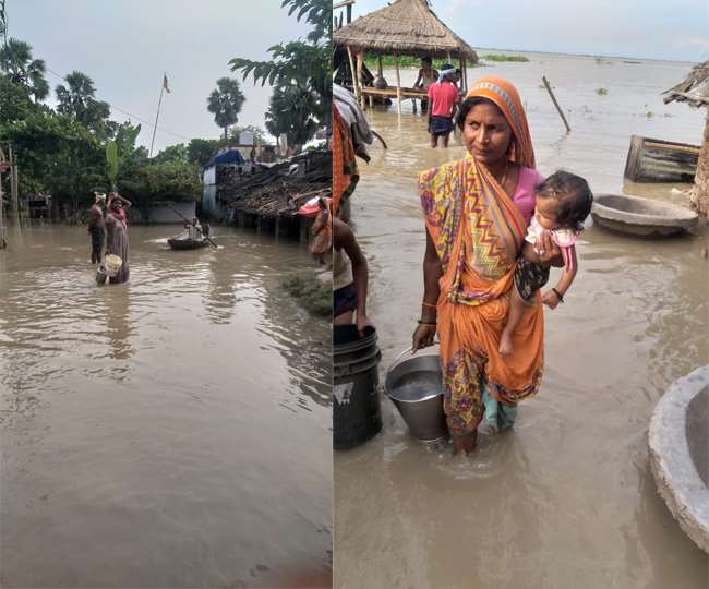 bihar flood news water everywhere in bhagalpur people are still thirsty